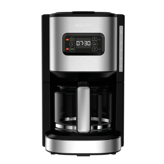 Krups KM480D Excellence Stainless Steel Programmable Filter Coffee Machine, 24-hour timer, brew strength selection water head, pre-infusion mode, anti-drip system, 1.25 L capacity, 15 cups - KM480D10