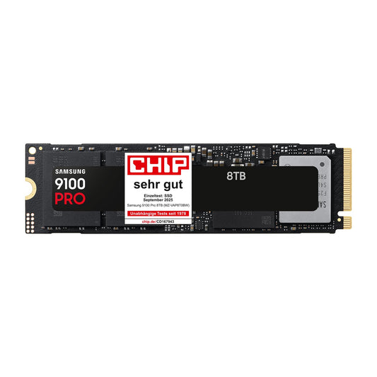 Samsung 9100 PRO NVMe M.2 SSD, 8 TB, PCIe 5.0, 14,800 MB/s Read, 13,400 MB/s Write, Internal SSD for Gaming, Video Editing, and AI PCs, Black, MZ-VAP8T0BW