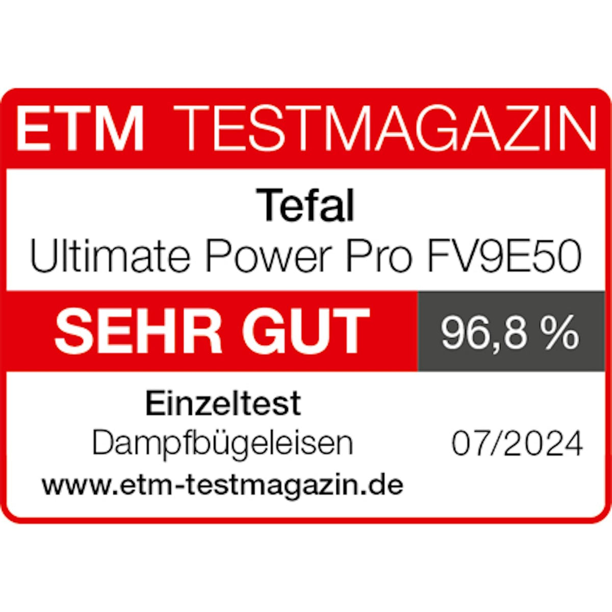 Tefal Ultimate Power Pro Fier de călcat cu aburi, tehnologie cu pompă, 3200 W, 85 g/min emisie constantă de aburi, 300 g/min impuls de aburi, filtru Micro Calc, talpă autocurățată, sistem anti-picurare, rezervor de apă de 350 ml, FV9E50E0