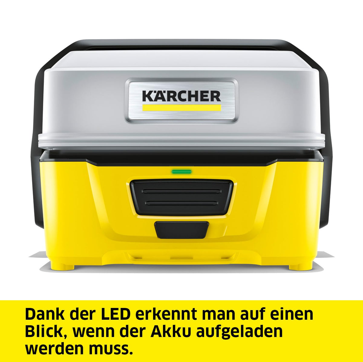 Kärcher Pressure Washer OC 3, low pressure, lithium-ion battery, flow rate: 2 l/h, weight: 2.2 kg, water tank: 4 l, spiral hose: 2.8 m, flat spray nozzle. - 1.680-015.0