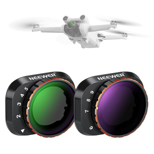 NEEWER Variable ND Filter Set, Compatible with DJI Mini 3 / Mini 3 Pro, ND2-32 + ND64-512, Multi-Coated HD Lenses for Drone Cameras, Accessories for Aerial Photography and Videography - FL-C09