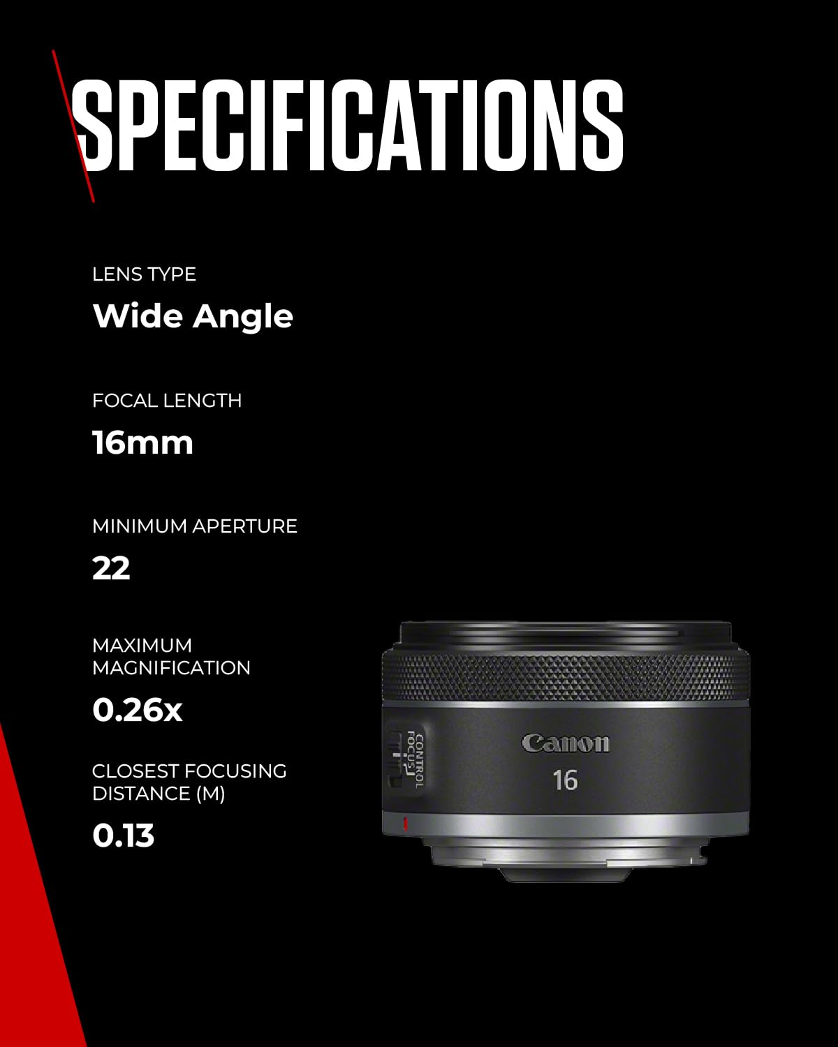Canon RF Lens 16mm F2.8 STM – Ultra Wide Angle Prime Lens for Vlogging & Landscape Photography | Compatible with EOS R System - 5051C005