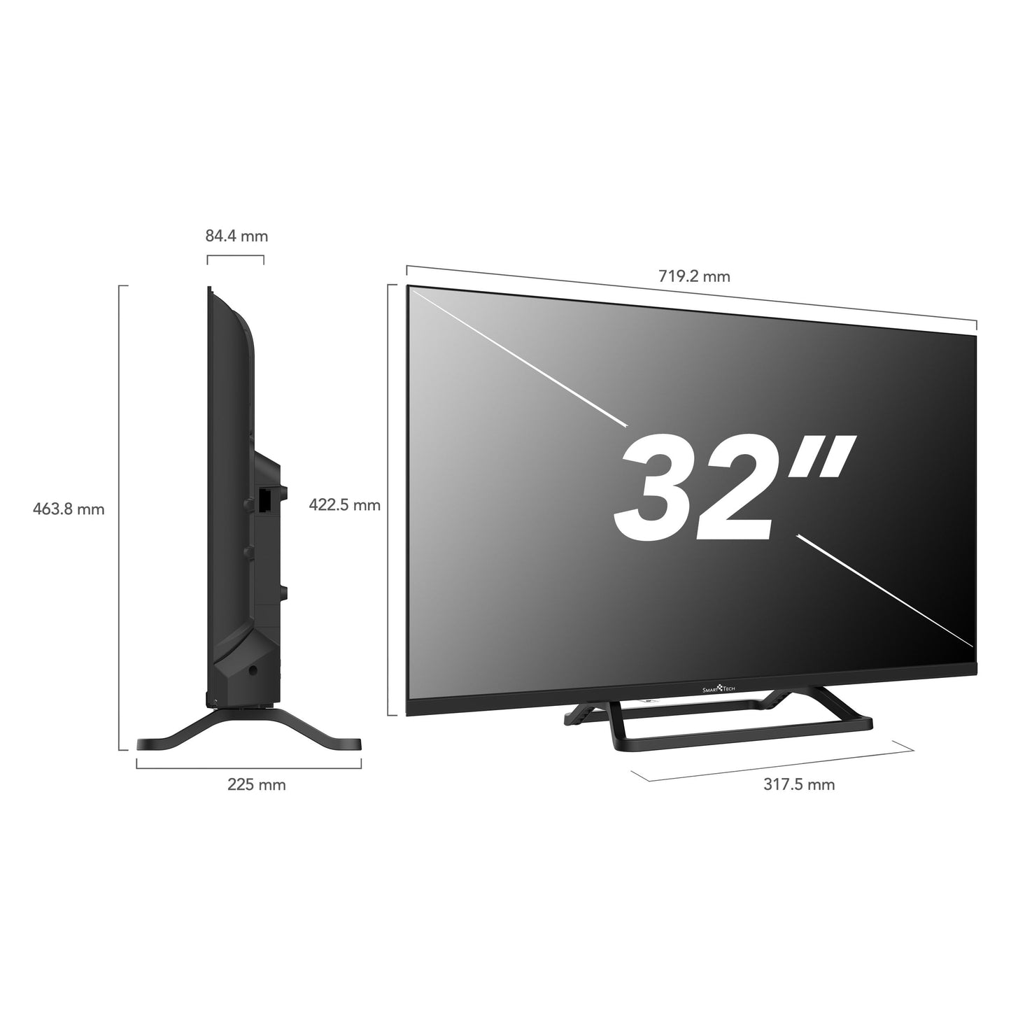 Smart Tech 32HN01V3 32 inch television - LED TV with HD resolution, Dolby Audio and integrated triple tuner DVB-C/-T2/-S2 (2026)