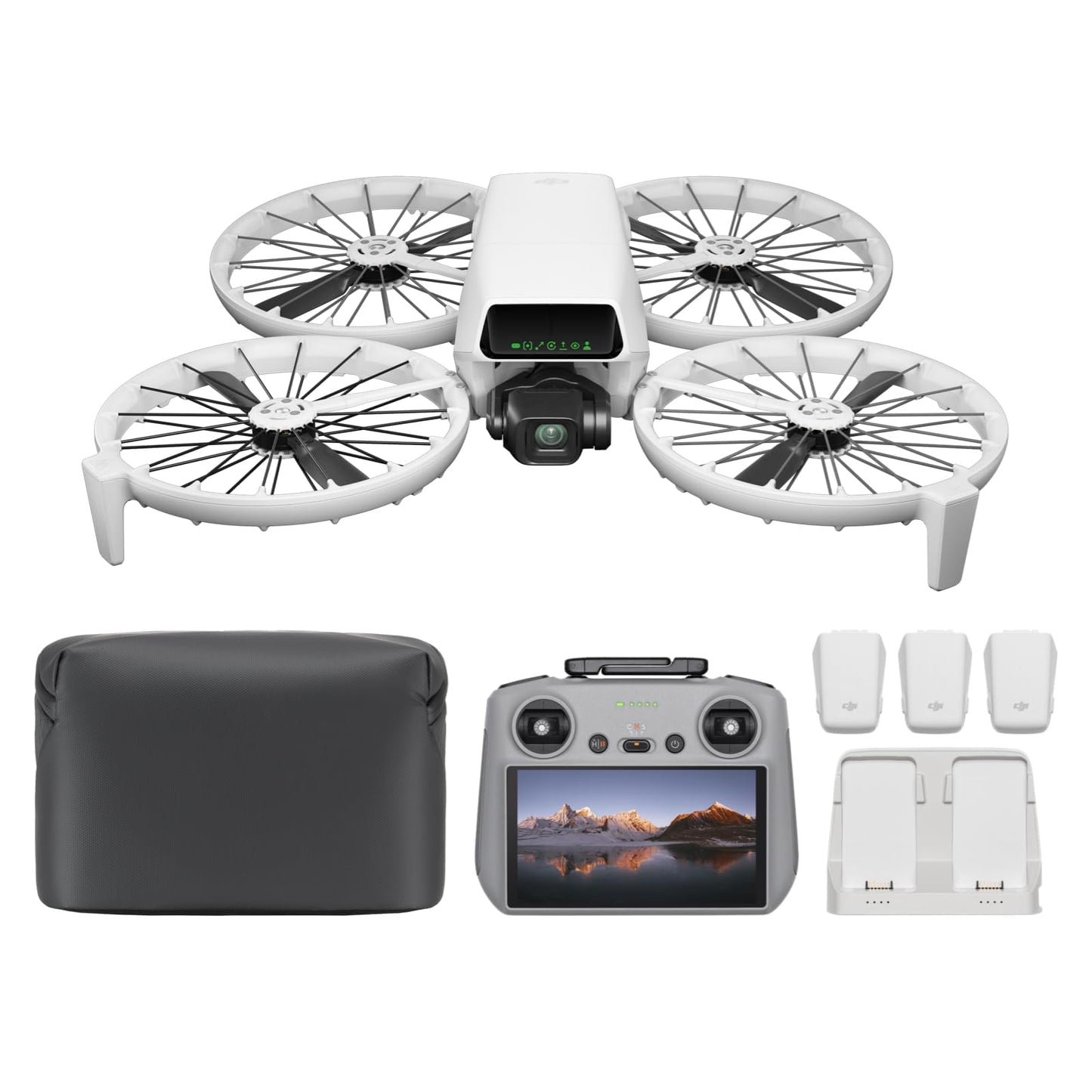 DJI Flip Fly More Combo (RC 2 remote control with screen) - mini drone with camera 4K, hand start, automatic return, intelligent flight, follow-me, 13 km HD transmission, 3 batteries for 93 minutes of flight time - 6941565992536