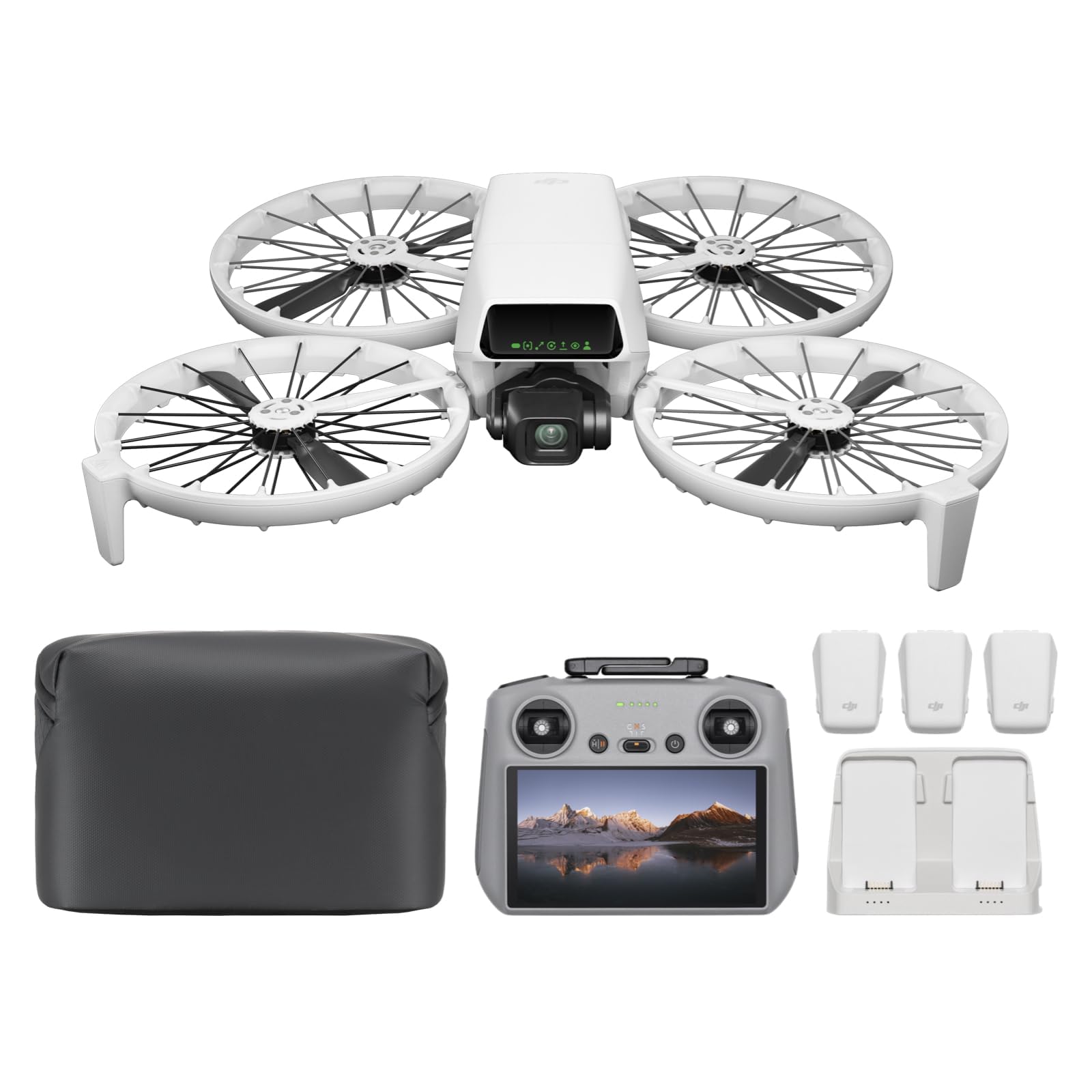 DJI Flip Fly More Combo (RC 2 remote control with screen) - mini drone with camera 4K, hand start, automatic return, intelligent flight, follow-me, 13 km HD transmission, 3 batteries for 93 minutes of flight time - 6941565992536