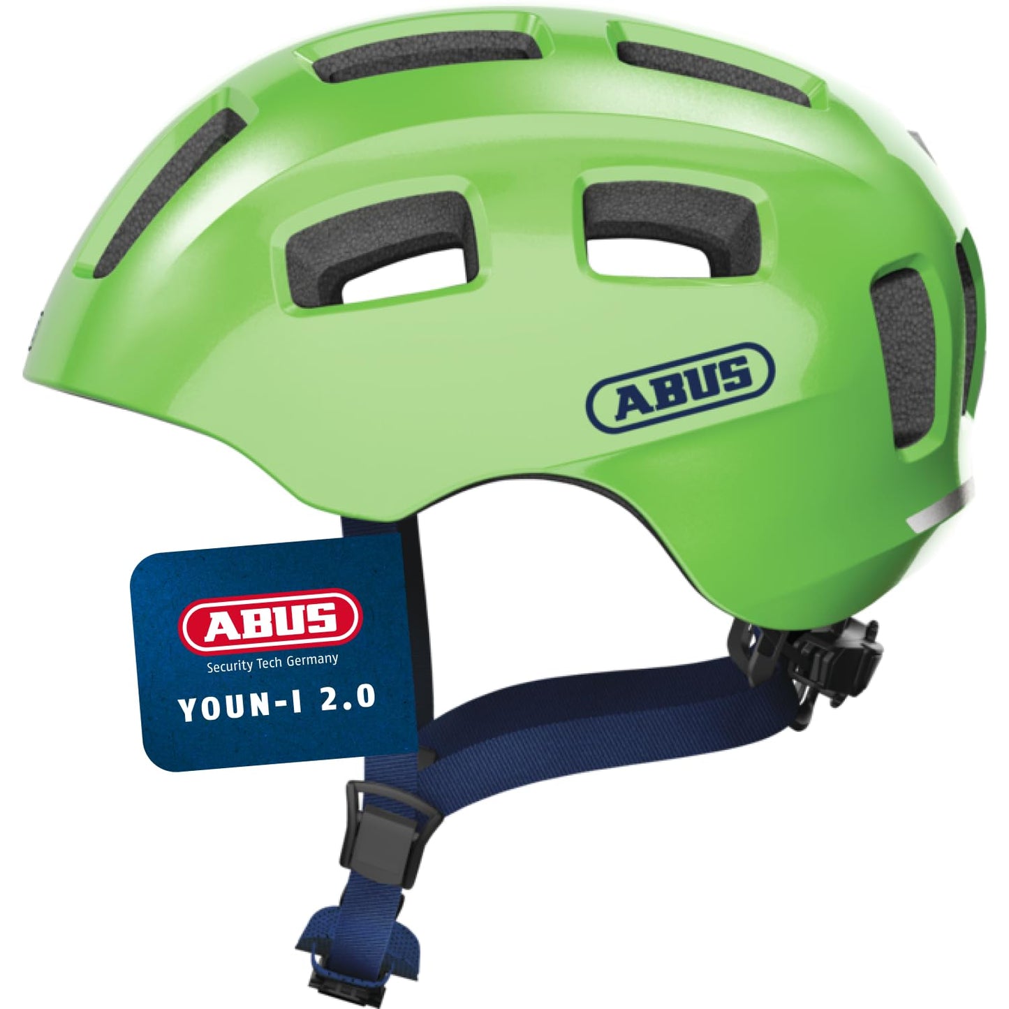 ABUS Youn-I 2.0 bicycle helmet - with light for children, teenagers and young adults - for girls and boys - green (sparkling), size M - 40161
