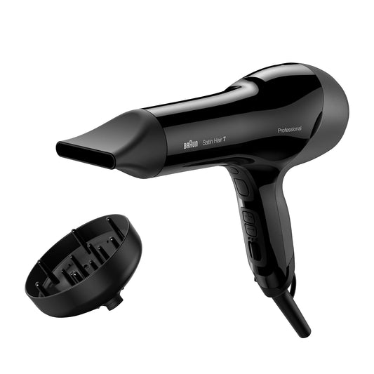 Braun Satin Hair 7 SensoDryer Hair Dryer, professional hair dryer with thermosensor, IonTec and diffuser, HD785, black