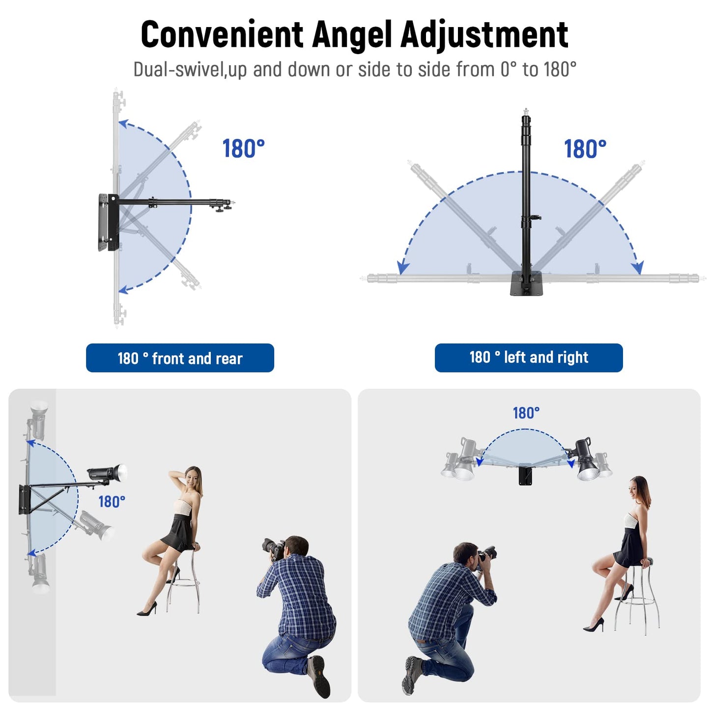NEEWER triangle boom arm for wall mounting for photo light and flash - WB-1250-1