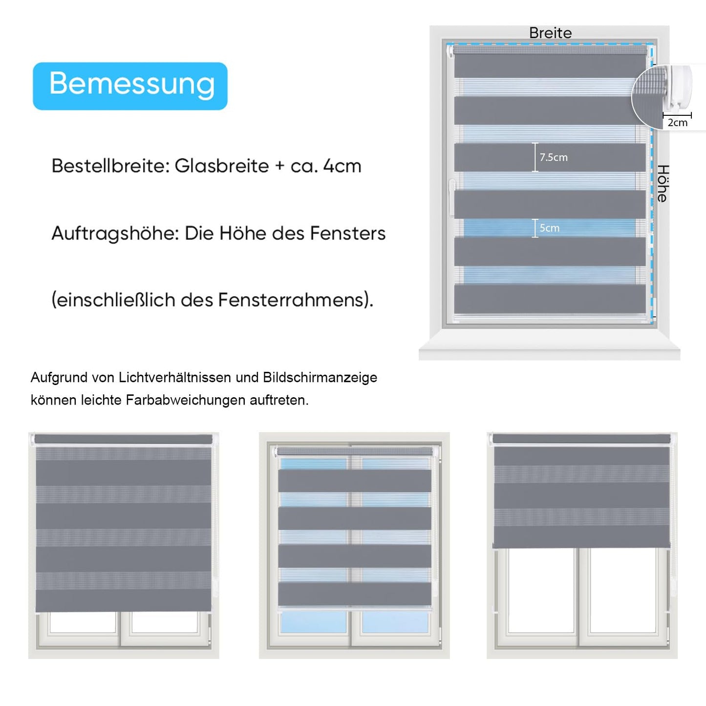 Sekey double roller blind Klemmfix without drilling for windows, double roller blind 110 cm wide, duo roller blind sun protection, 110x210cm, gray - BL-2211