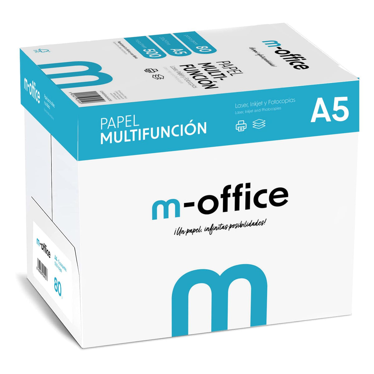 A5 Paper 80g 5 Pack of 500 Sheets Multifunction Paper for Inkjet and Laser Printers A5 Sheets 148 x 210mm Ideal for Office and Home m-office (2500 Sheets) - COM0593