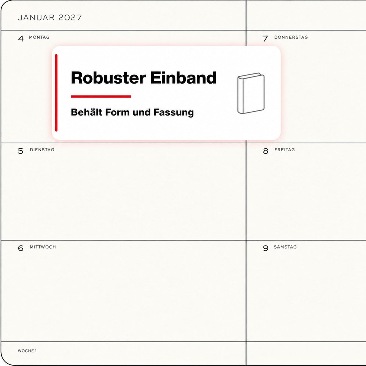 LEUCHTTURM1917 Calendar săptămânal 2027 Mediu (A5) - Germană, Dusty Rose, Hardcover, 145 x 210 mm, 12 luni - ianuarie-decembrie 2027, 1 săptămână pe pagină dublă, hârtie de 80 g/m² cu compatibilitate ridicată cu cerneală - 400102