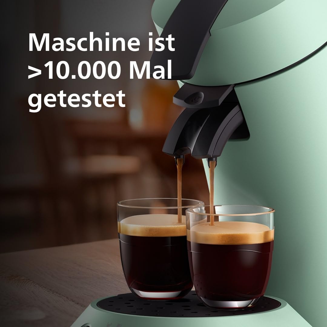 Philips Senseo Original Plus coffee pod machine, coffee strength selection, Coffee Boost technology, recycled plastic, desert green (CSA210/80)