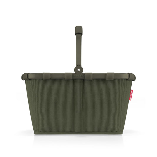 Reisenthel carrybag cord dark matcha – Stable shopping basket with lots of storage space and practical inner pocket – Elegant and water-repellent design - BK5057