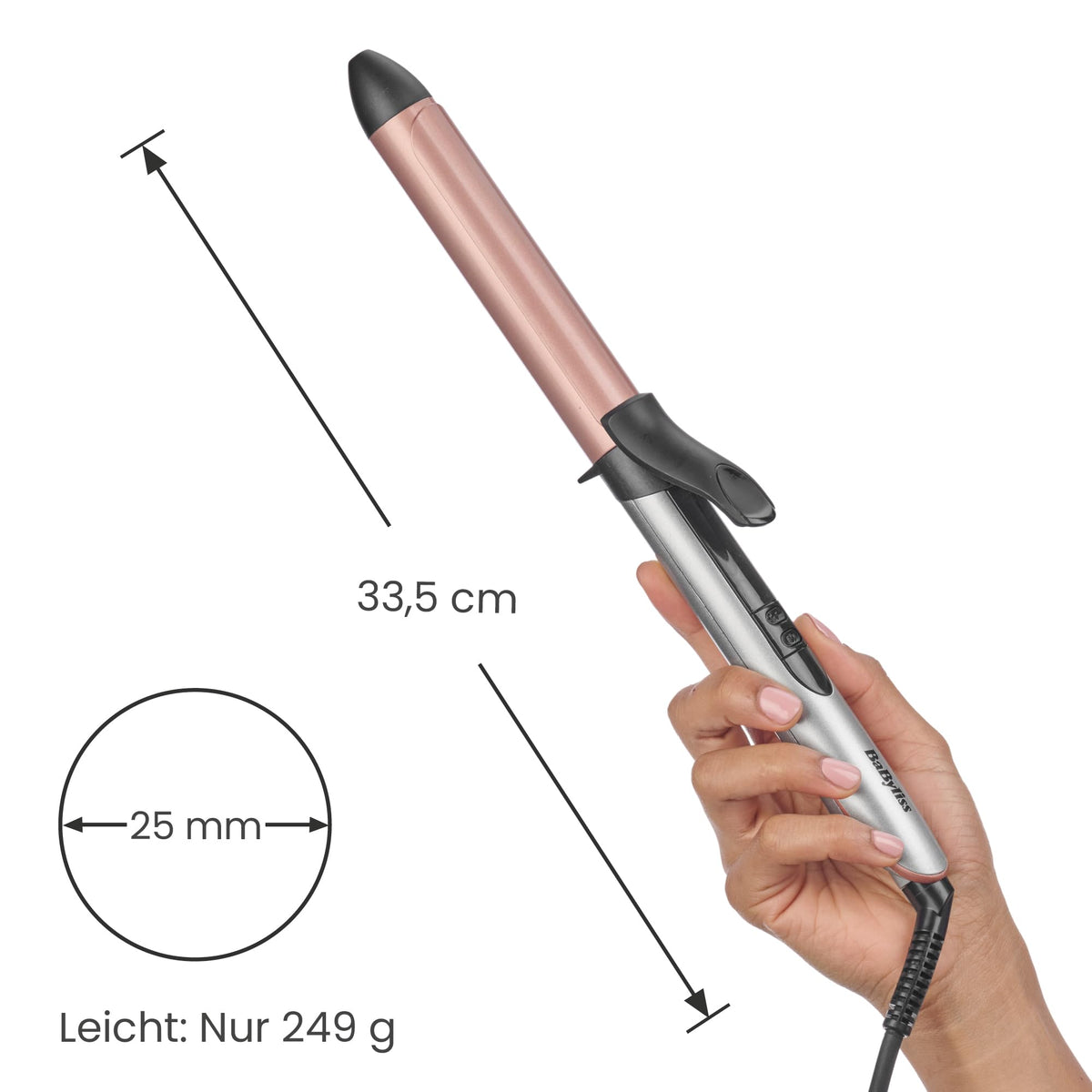 BaByliss Cosmos Curling Iron 25 mm for Waves & Curls, Ceramic - C263E