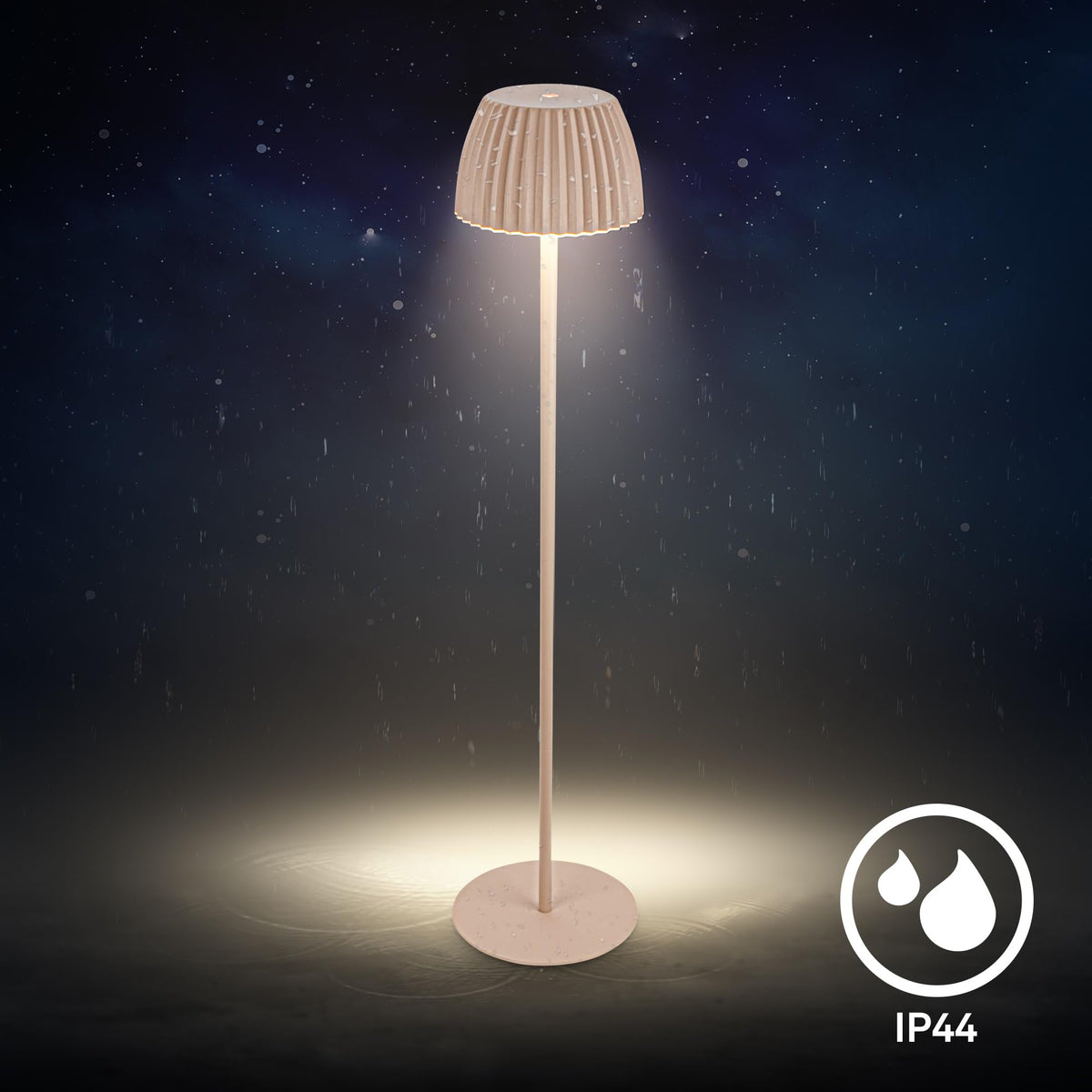 BRILONER - Riffle LED Floor Lamp Wireless IP44 with Touch, Dimmable, Memory Function, Replaceable Battery, Battery Floor Light, Reading Lamp, Living Room Lamp, German Design Award Winner 2025, 19x124 cm, Beige - 1238011