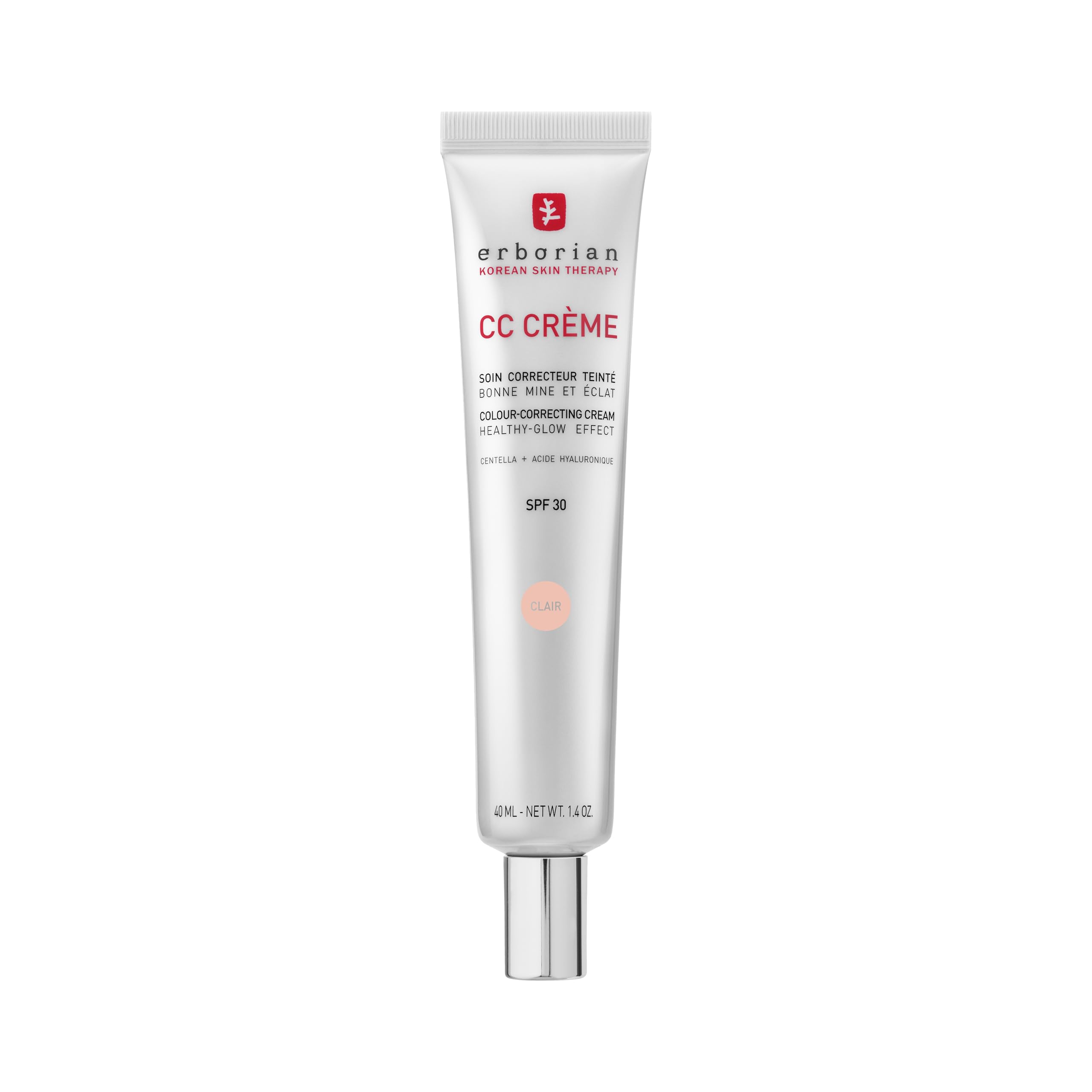 Erborian - CC Crème with Centella Asiatica - High-Definition Illuminating Facial Cream and Make-up - Sunscreen SPF 30 - Korean Cosmetics - Clair 40 ml - 6AA10407
