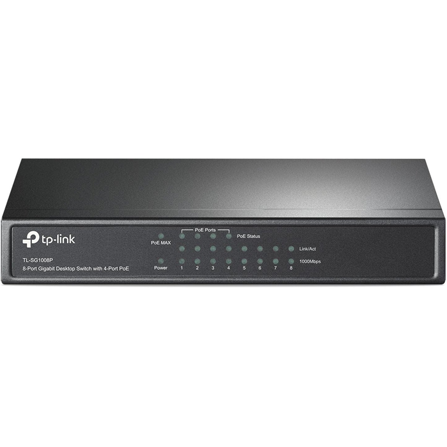 TP-Link TL-SG1008P 8 port PoE switch with 4 PoE+ ports (64 watts, IEEE-802.3af/at PoE, fanless, plug-and-play, robust metal housing) black