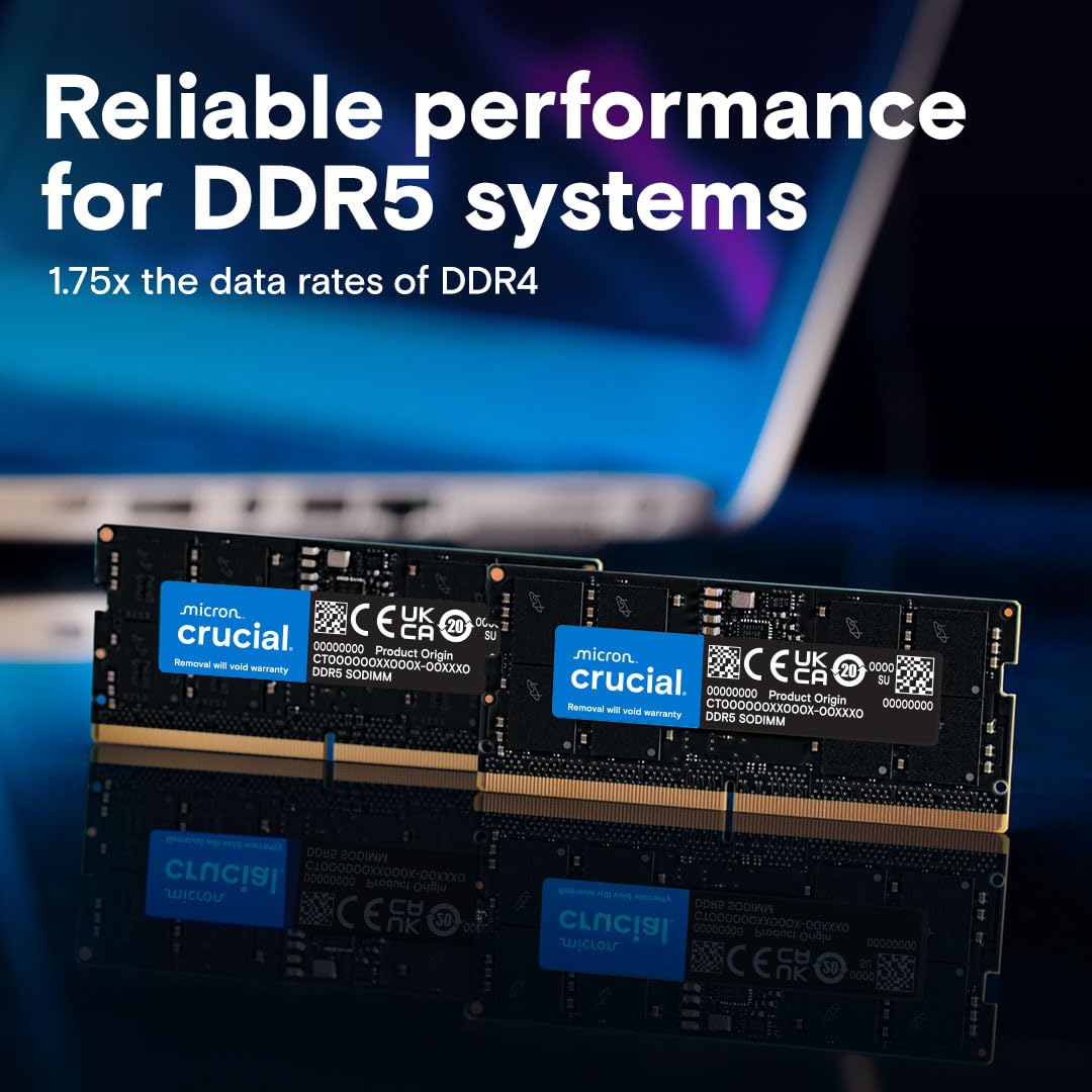 Crucial DDR5 RAM 32GB 5600MHz SODIMM, RAM for laptop/notebook, mini PC (also 5200MHz / 4800MHz) CL46 - CT32G56C46S5
