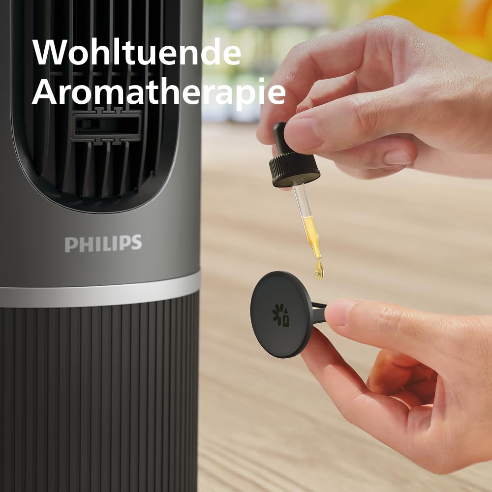 Philips Smart Tower Fan 7000 Series - 8.4 m/s strong, ultra-quiet 22 dB, energy efficient, app & remote control, WiFi, 12 levels, sleep mode, temp display, 12-hour timer, 80° oscillation (CX7550/01)