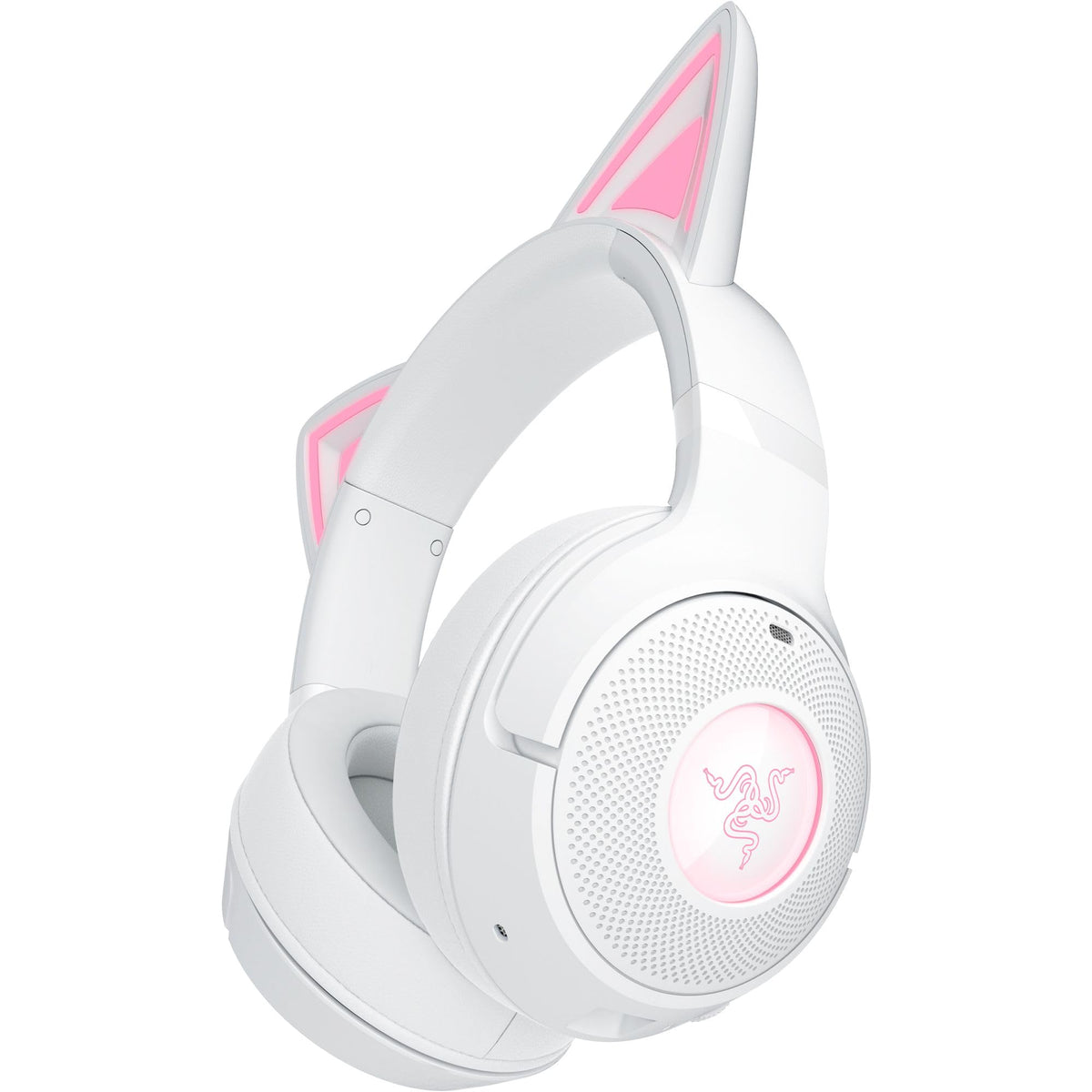 Razer Kraken Kitty V2 BT - Wireless Bluetooth RGB Headset with Kitty Ears for Gaming and Streaming (325g, Triforce 40mm Drivers, Bluetooth 5.2, Noise-Cancelling Mic, 40 Hours Battery Life) White - RZ04-04860600-R3M1