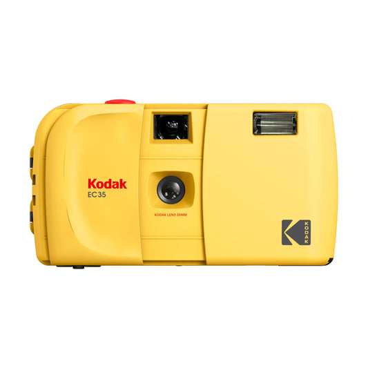 KODAK EC35 35mm Film Camera, 35mm Reusable Focus Free Built-in Flash Sliding Cover Beginner Friendly (Film and AA Battery Not Included) (Single, Butter Yellow) - RK0701