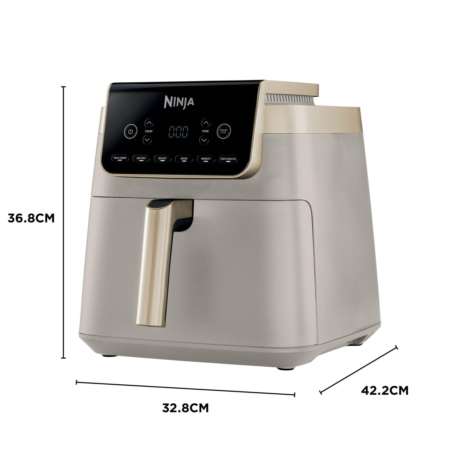 Ninja Air Fryer Hot Air Fryer MAX PRO, 6.2L Airfryer, Non-Stick Coating, Dishwasher Safe Basket and Crisper Grid Insert, Oil-Free Fryer, Cooking from Frozen, Stone Gold AF180EUSD