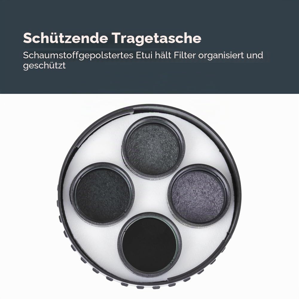 Kit filtrului lunar Celestron 94315 – Compatibil cu ocularele de telescop de 1.25", include filtru lunar și de strălucire a cerului, 3 filtre de densitate neutră, husă de transport și hartă a lunii, negru. - 94315-CGL