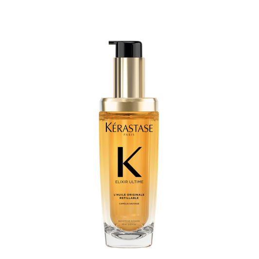 Kérastase Huile Originale Elixir Ultime, hair oil for dry hair, nourishing and protective for more shine without weighing it down, heat protection and anti-frizz, refillable, 75 ml - E4166700