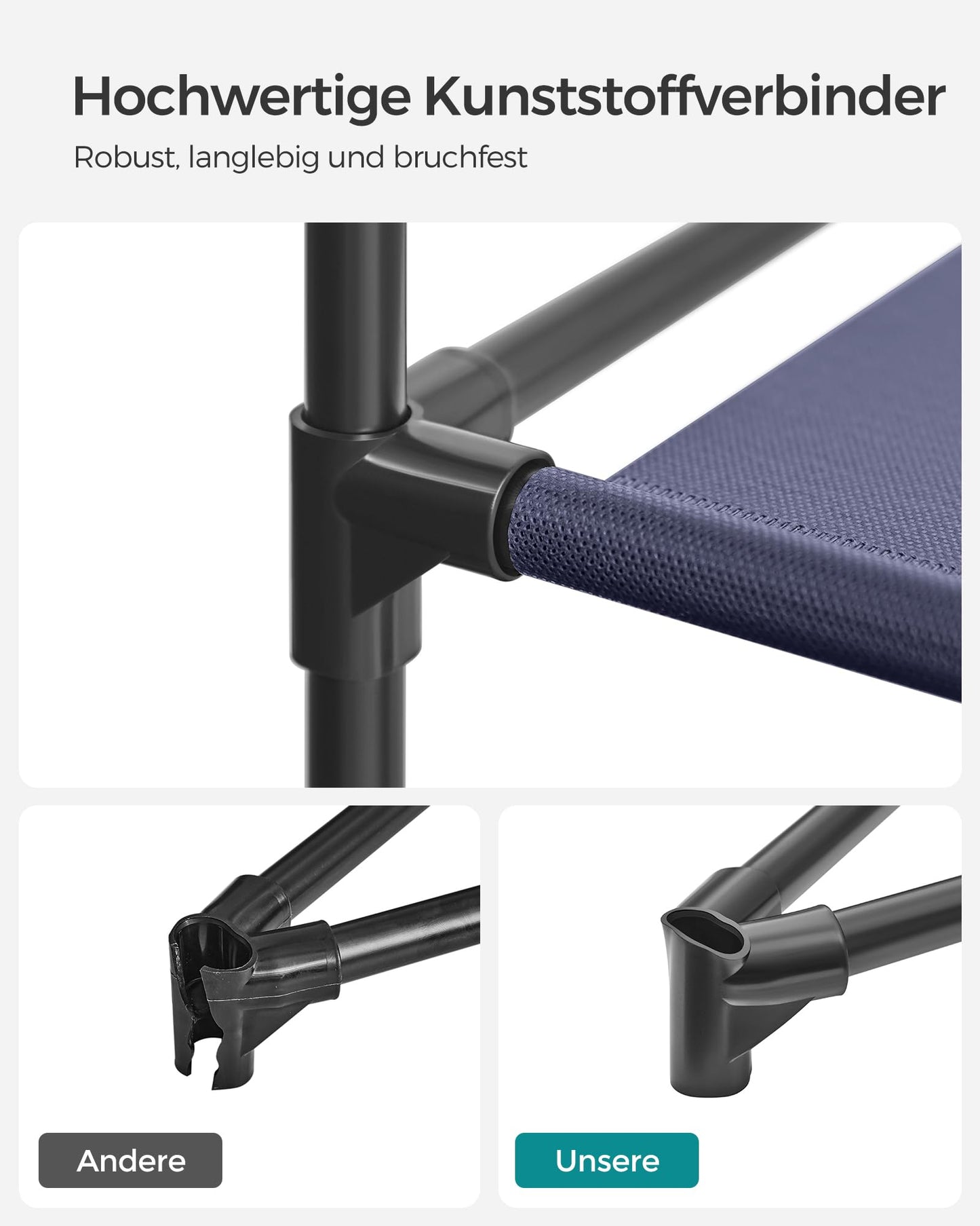 SONGMICS Wardrobe, fabric wardrobe, with non-woven fabric cover, folding wardrobe with clothes rail, 45 x 150 x 175 cm, 12 shelves, metal frame, wardrobe for bedroom, navy blue LSF003I02 - 0194343040943