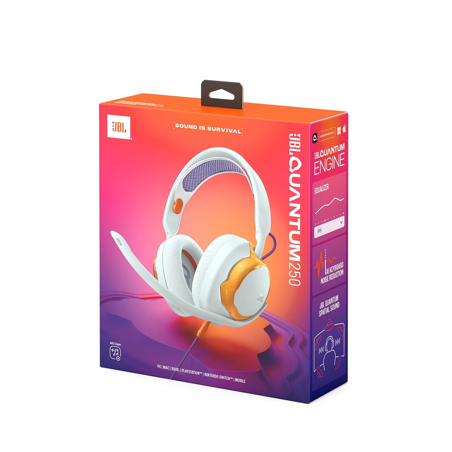 JBL Quantum 250 Wired Over-Ear Gaming Headphones, JBL Quantum Spatial Sound, Noise Canceling Microphone, 3.5mm Cable, Compatible with Apple/PC/Xbox/PlayStation/Nintendo Switch, Turquoise - JBLQTUM250TEL