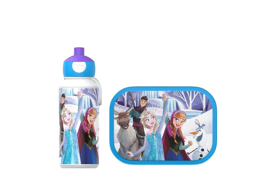 Mepal - Set pentru pauza de masă Campus - Set pentru copii cu sticlă de băut pop-up și cutie de prânz - Set pentru școală sau în călătorii - Se poate spăla în mașina de spălat vase - 400 + 750 ml - Frozen friends - 107410165416