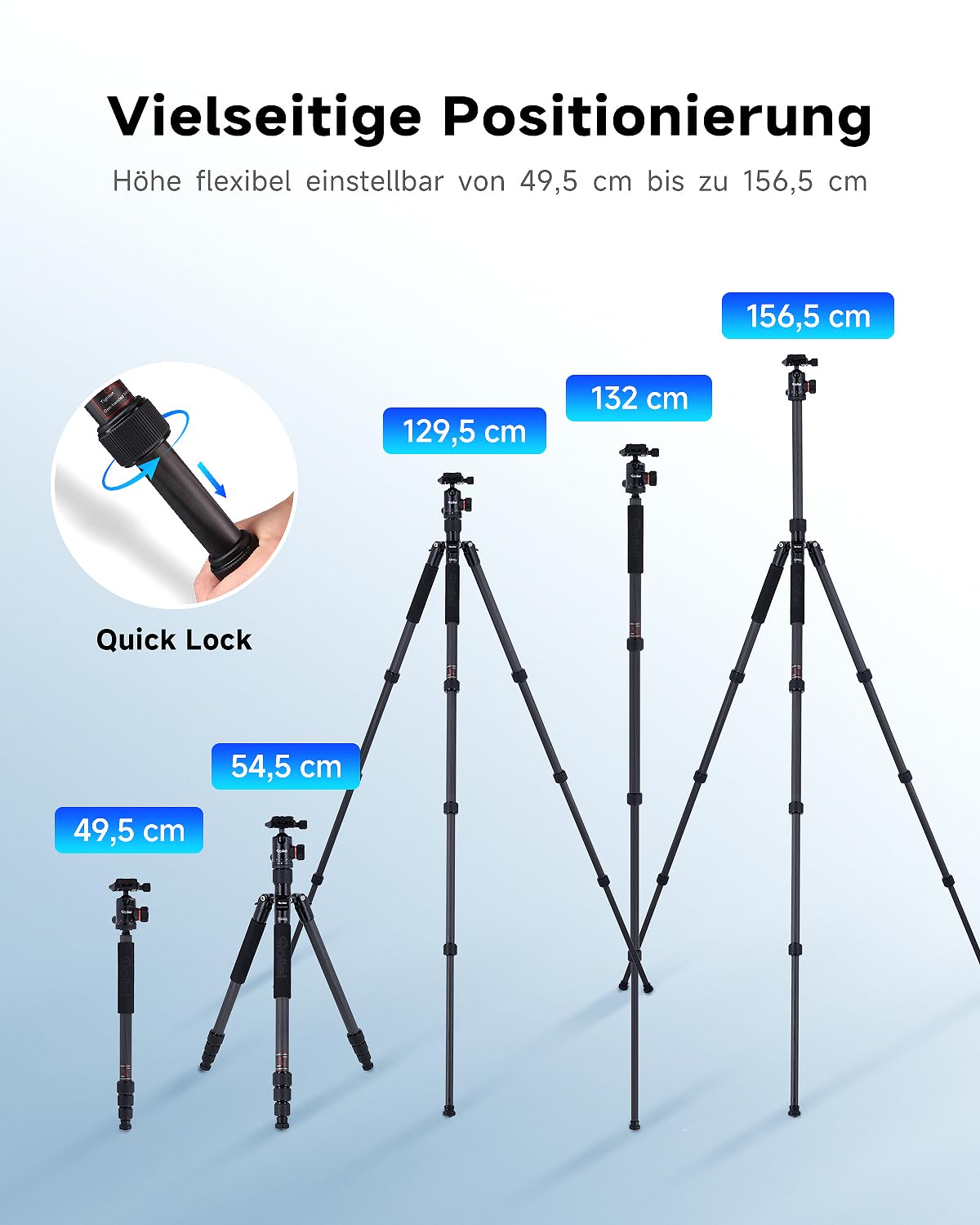Rollei C5i tripod camera black, 158cm travel tripod Lightweight made of carbon Photo tripod with ball head & tripod bag Can be used as a macro tripod & monopod Compact tripod for DSLR & smartphone - 22610