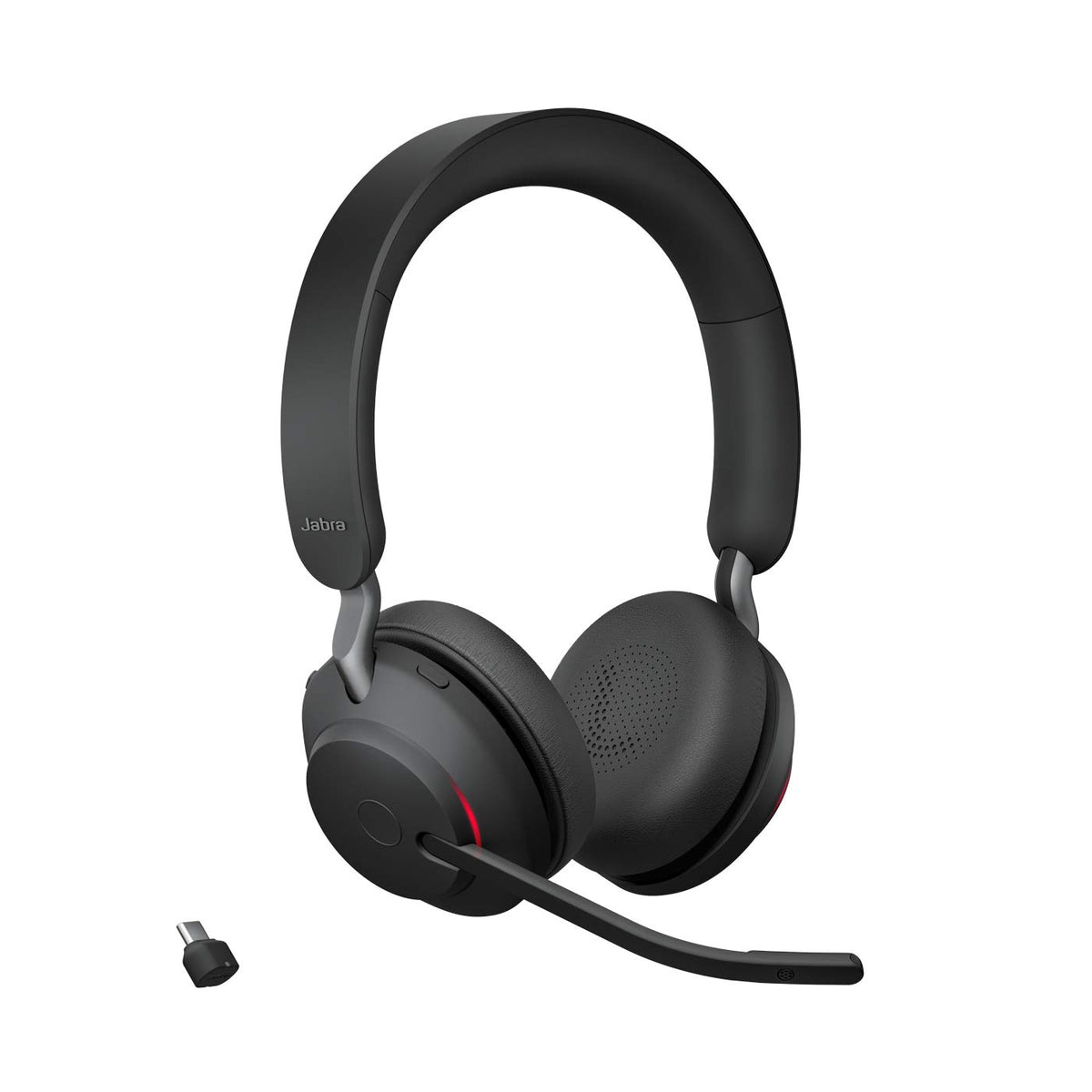 Jabra Evolve2 65 Wireless PC Headset – Noise Canceling UC Certified Stereo Headphones with Long-Lasting Battery – USB-C Bluetooth Adapter – Black - 26599-989-899