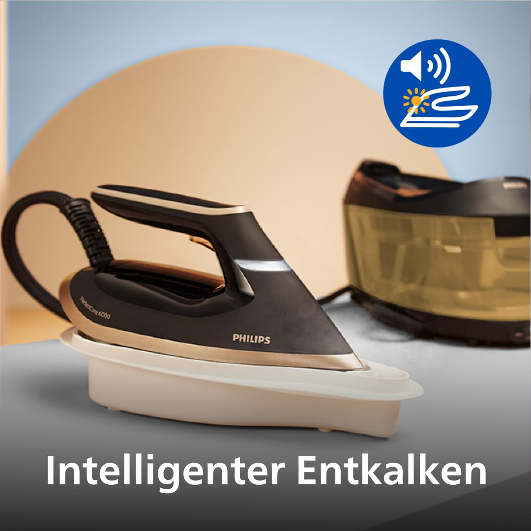 Philips PerfectCare 6000 Series Steam Iron Station, Powerful Steam, Compact Design, 1.8L Removable Water Tank, SteamGlide Advanced Soleplate (PSG6064/80)