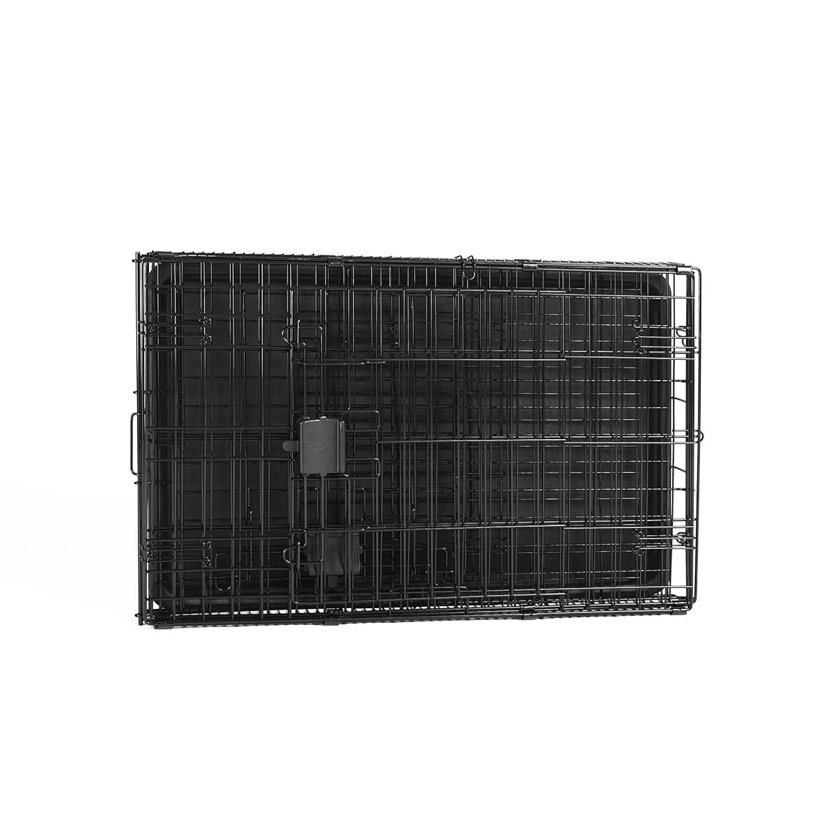 Amazon Basics Collapsible Dog Crate Made of Metal Wire with Floor Tray, Double Door, Black, L 76 x W 48 x H 53 cm - 9001N-30B