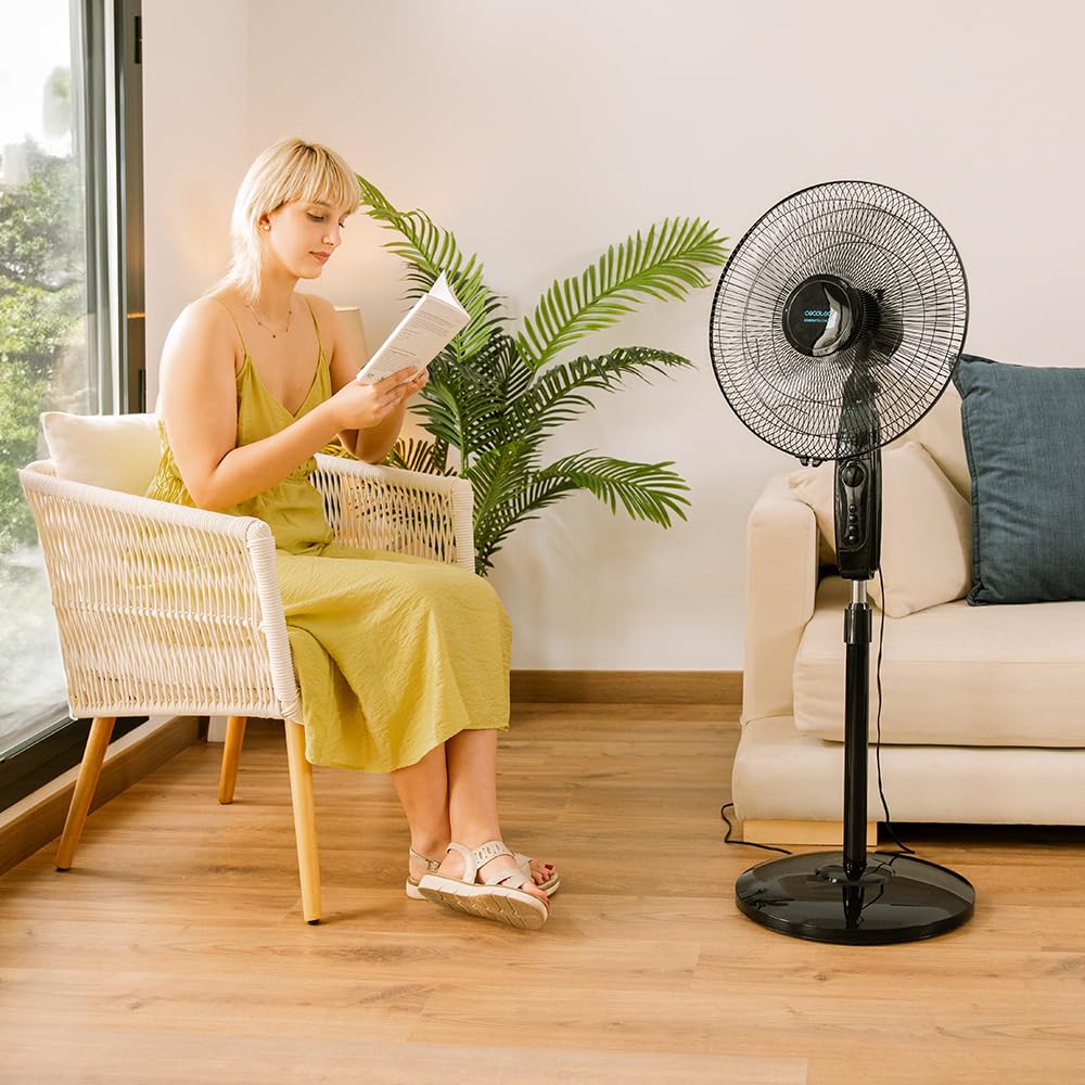 Cecotec pedestal fan EnergySilence 515 MaxFlow Black, 45W, diameter of 16", 5 blades, 1h timer, 3 speeds and automatic oscillation, height adjustable up to 135cm - 08299