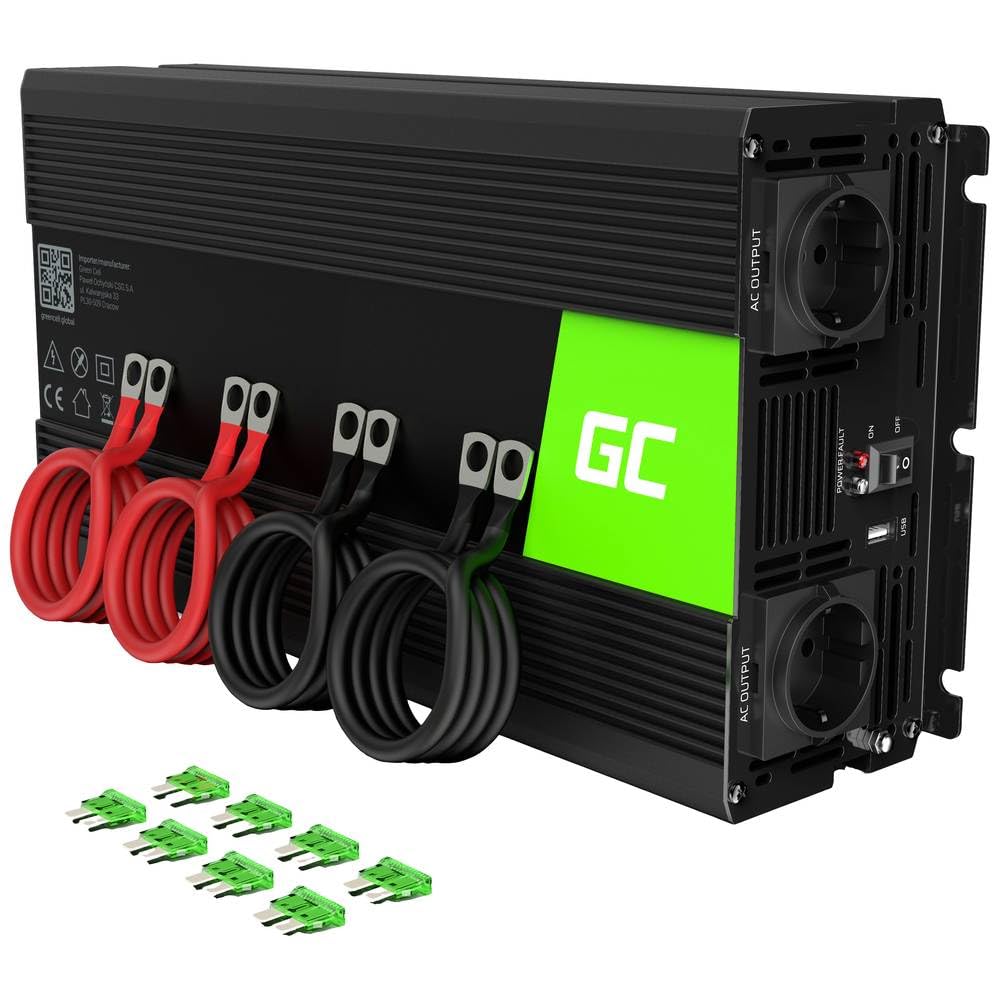 Green Cell 2000W/4000W 12V to 230V Volt Car Voltage Converter Inverter Power Solar Inverter DC AC Converter Current Converter Vehicles Caravan Car Modified Sine Wave Car Charger