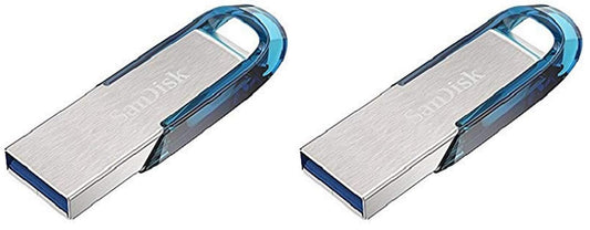 SanDisk Ultra Flair Unitate Flash USB 3.0 64GB (Software Rescue Pro, Protecție Parolă, Robust, Corp Metalic Subțire, Viteză de Transfer 150MB/s) Albastru (Pachet de 2) - SDCZ73-064G-G46B