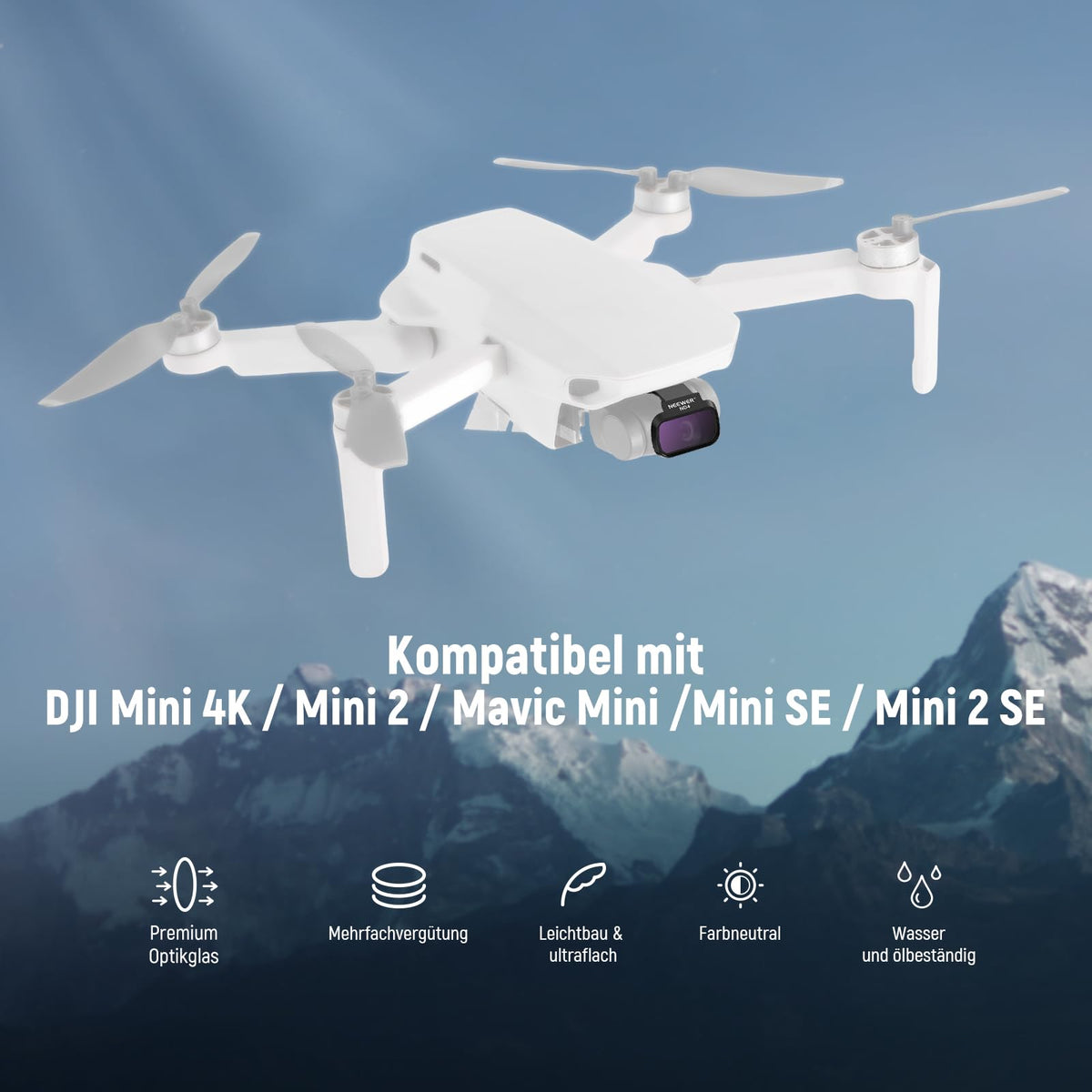 NEEWER Pachet de 6 set de filtre ND compatibile cu DJI Mini 4K/2/Mavic/SE/2 SE, accesorii pentru lentile dronei, filtru de densitate neutră UV CPL Snap On ND4/ND8/ND16/ND32, sticlă HD cu acoperire multiplă, sigur pentru cardan, FL-B31
