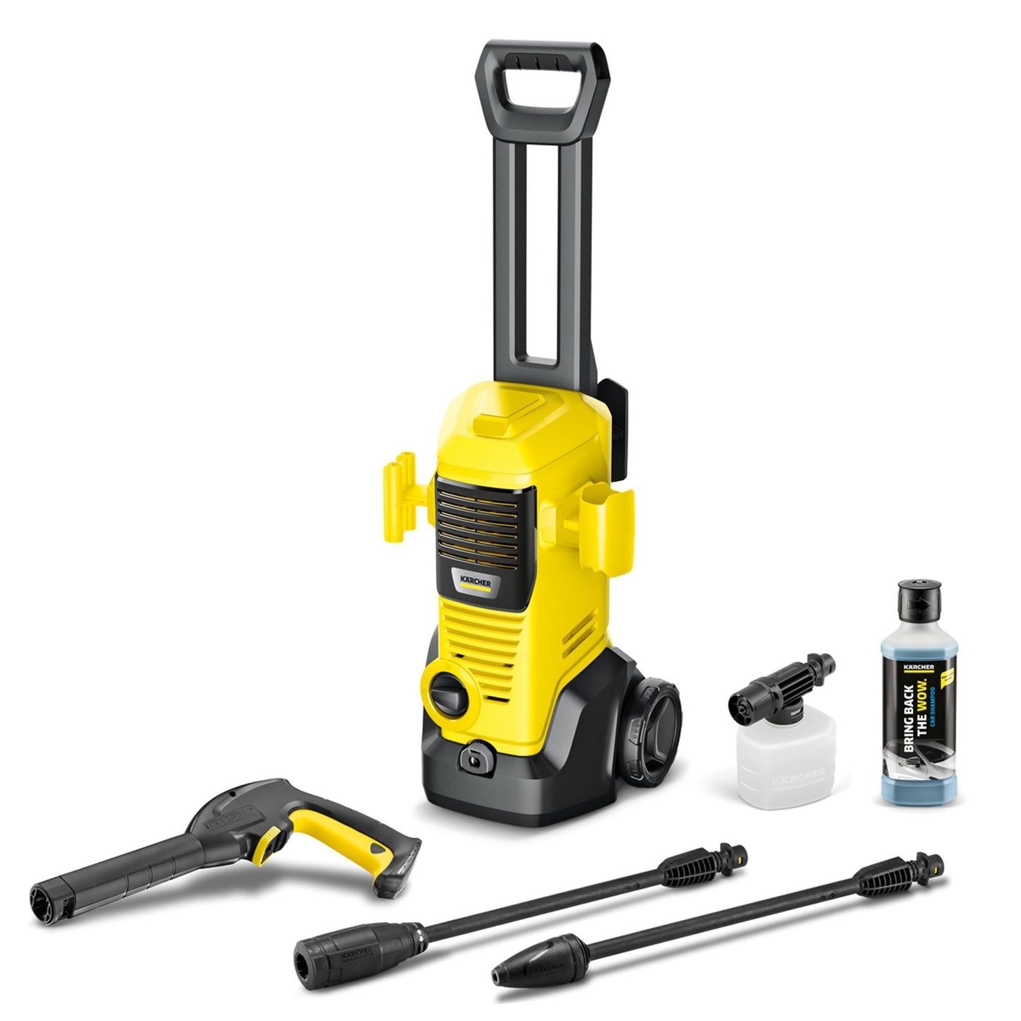 Kärcher high-pressure cleaner K 3 FJ, pressure: max. 120 bar, including foam nozzle for well-adhering foam and maximum dirt-dissolving power, yellow - 1.676-358.0