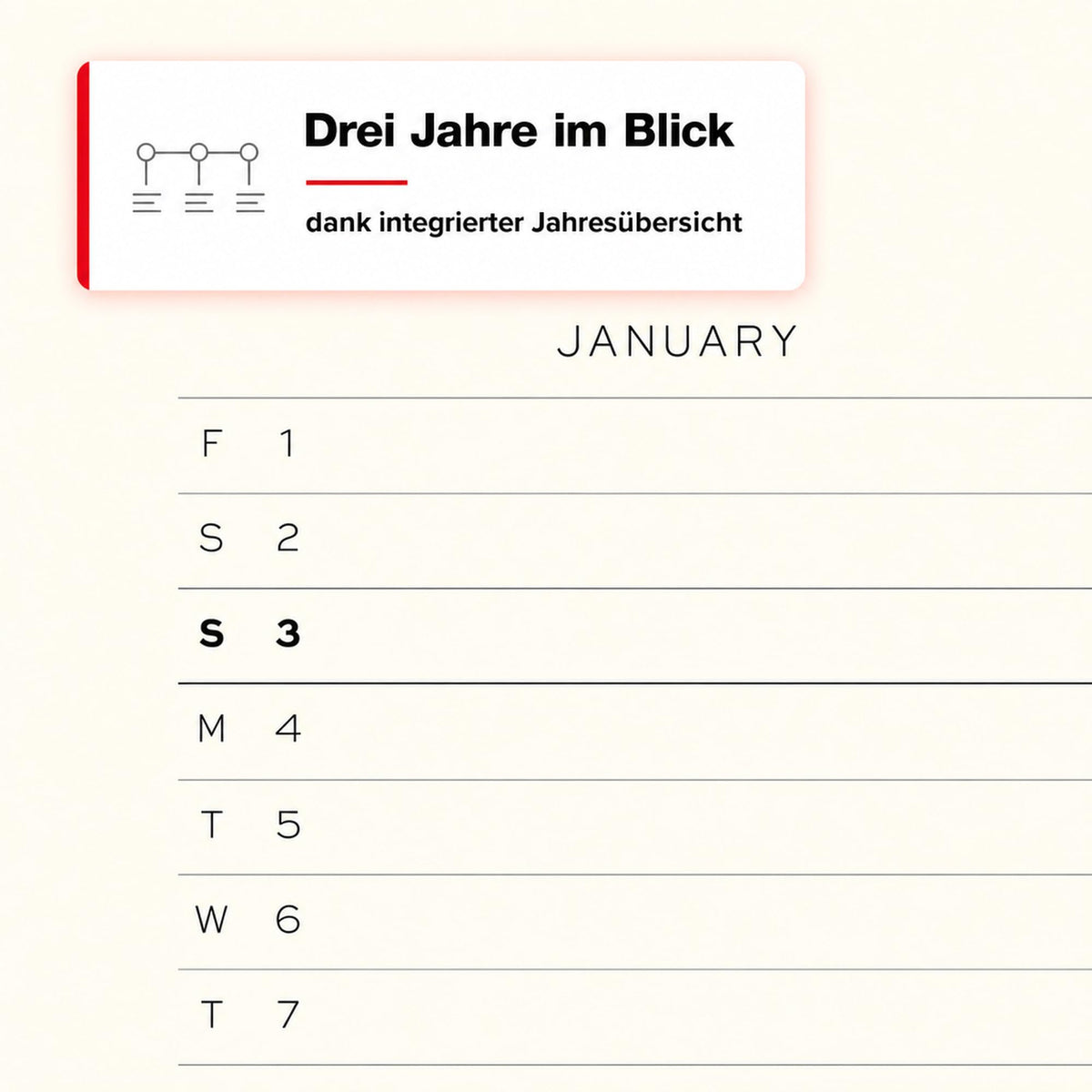 LEUCHTTURM1917 Daily Calendar 2027 Medium (A5) - English, Sunflower, 145 x 210 mm, January-December (12 months), 1 page per day, hourly grid 7:00-22:00, hardcover, 80 g/m² paper - 400327
