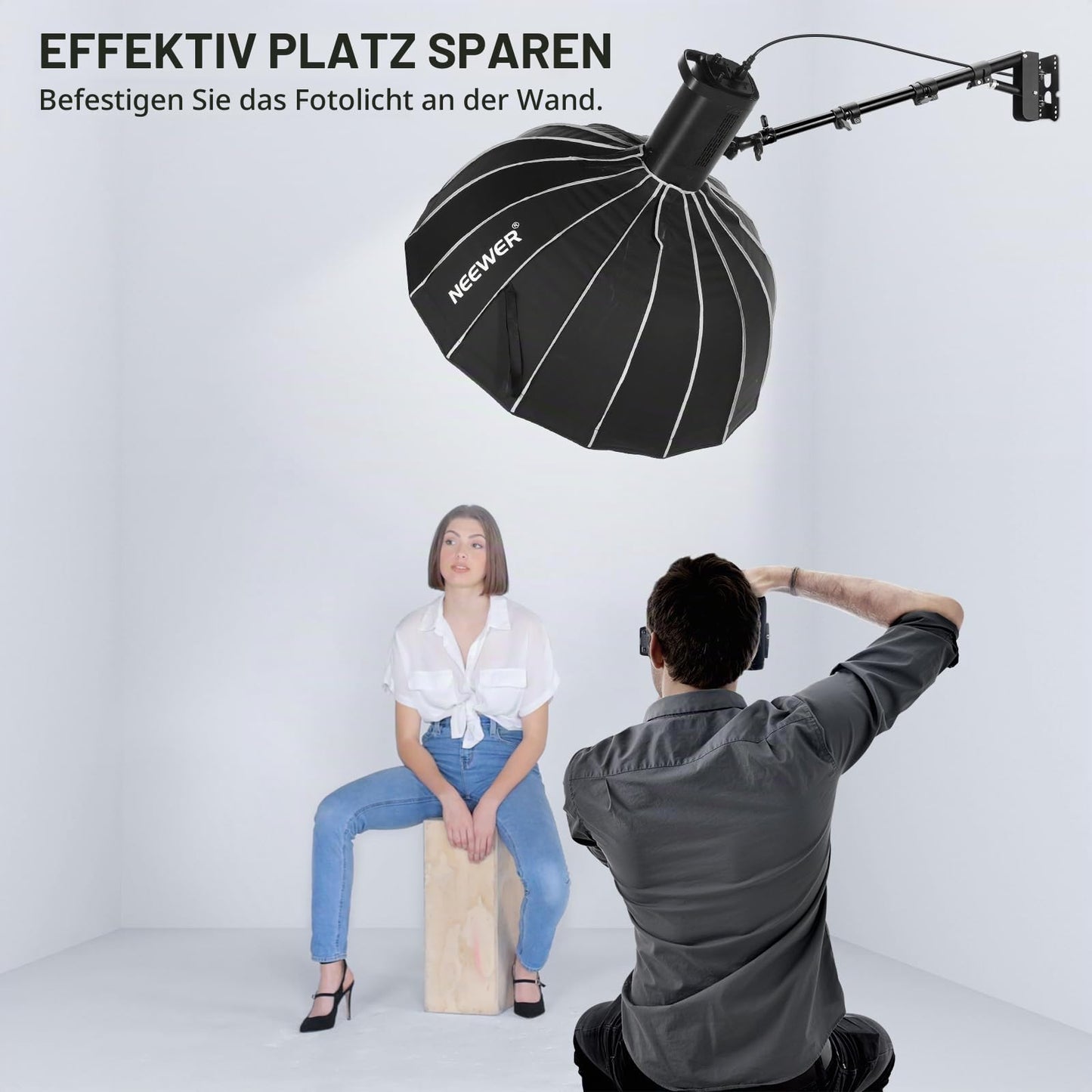 NEEWER Ring Light Wall Mount Boom Arm, 22"-46"/55-116 cm - 10104462
