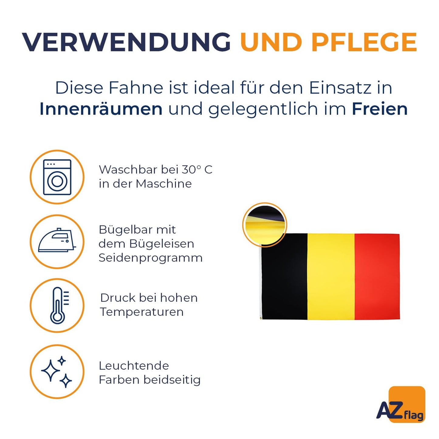 AZ FLAG - Belgium Flag - 250x150 cm - Large Belgian Flag 100% Polyester with Brass Eyelets - 300g - K_21