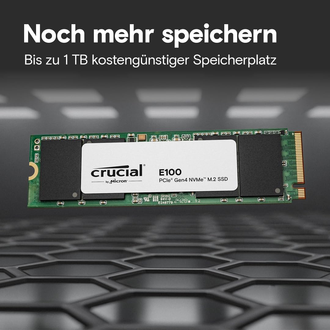 Crucial E100 480GB M.2 PCIe Gen4 NVMe Internal SSD, up to 4,700 MB/s, compatible with Laptop and Desktop - CT480E100SSD8