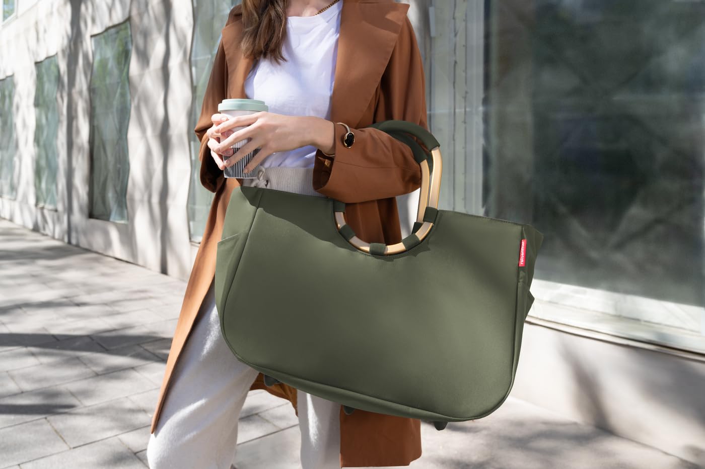 reisenthel loopshopper L forest gold – sturdy bag with practical compartments made from recycled PET bottles – charming and water-repellent design - OR5054