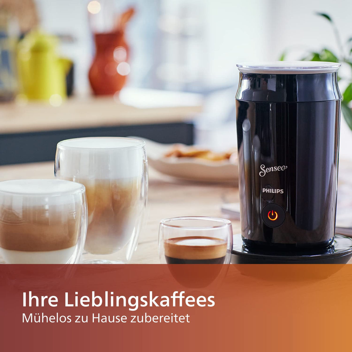 Philips SENSEO® Milk Twister – Milk frother for hot and cold milk frothing for 2 cappuccinos, non-stick coating, 500 watts, 0.12 liters, ‎15.1 x 15.1 x 21.7 cm, black (CA6500/60)