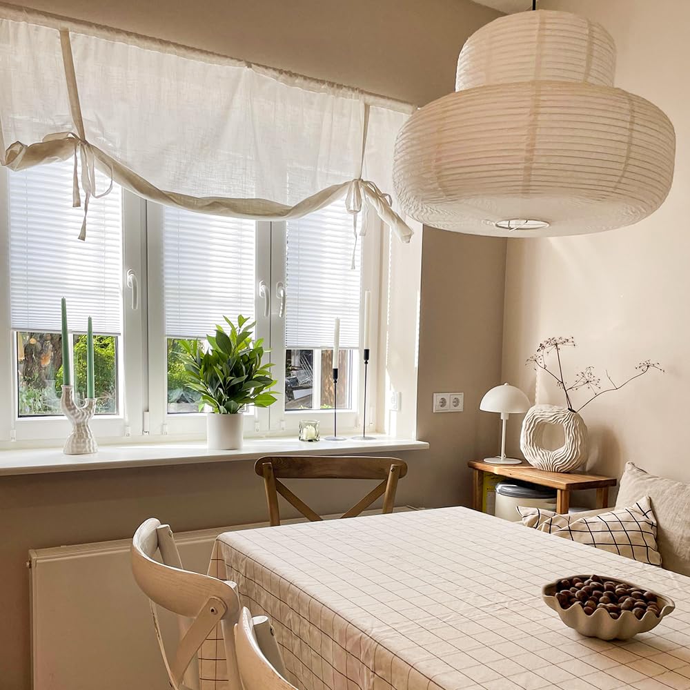 Sekey pleated blinds without drilling, window pleated blinds Klemmfix blinds 130 cm wide, tensioned opaque sun protection window blind, 130x100cm, white - 38B11309