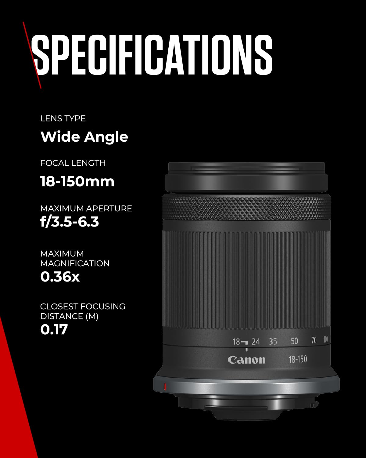 Canon RF-S Lens 18-150mm F3.5-6.3 IS STM - Zoom Lens with 4.5 Stop Stabilizer for Travel & Nature Photography | Compatible with EOS R system - EXPC3S512GB