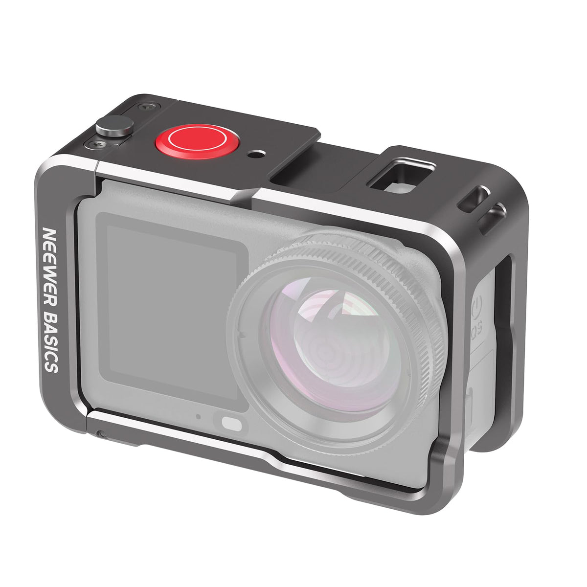 NEEWER BASICS Action Cam Cage Compatible with DJI Osmo Action 6 Accessories, Protective Aluminum Alloy Expansion Frame with 1/4" Screw Adapter Cold Shoe Mount for Tripod Selfie Stick AC061