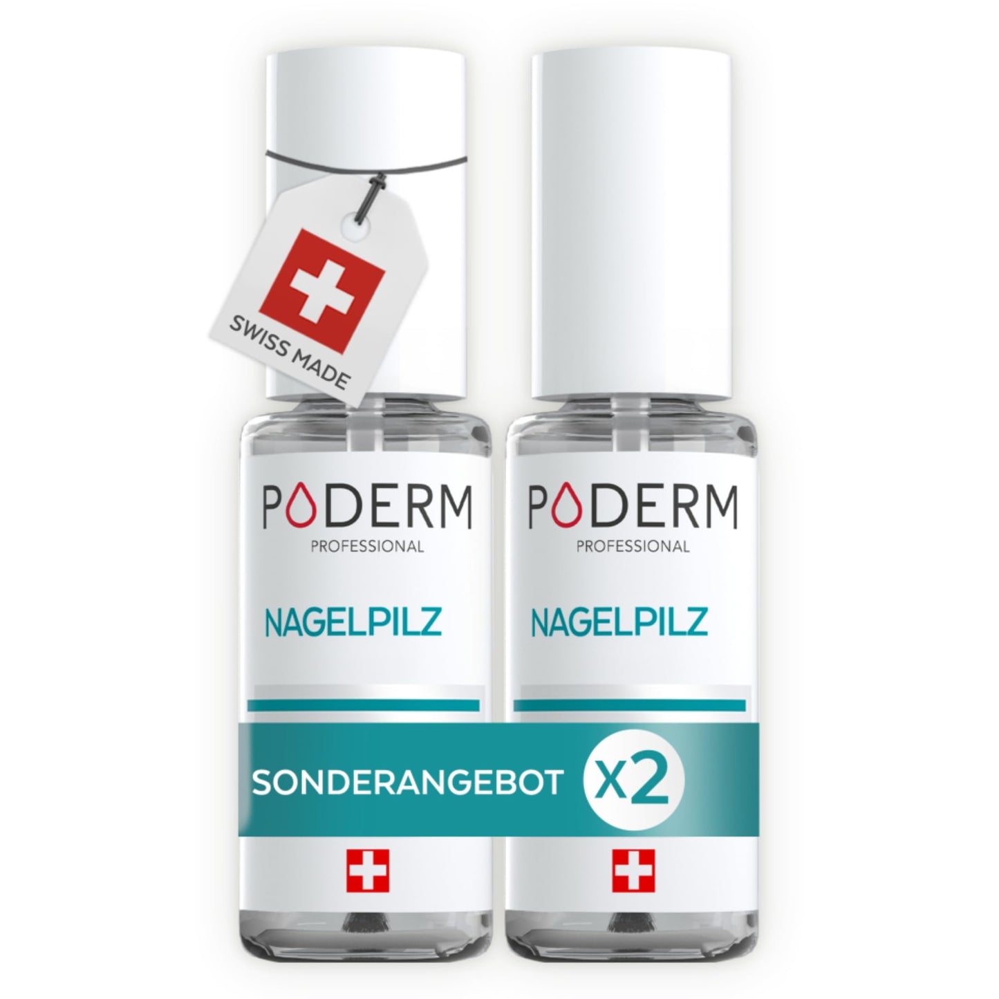 PODERM - Pack of 2 nail fungus treatment serum | Eliminates nail fungus, revitalizes the nails & works from day 1 | 100% Natural with Vitamin E & Lemon | Swiss Made | Developed by a podiatrist - 7640178210110